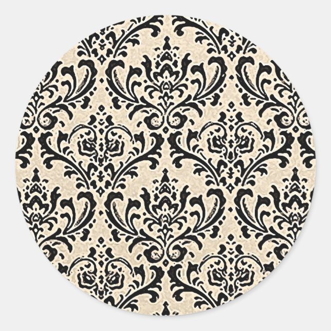 Pegatina Redonda Cream Damask ~ (Anverso)