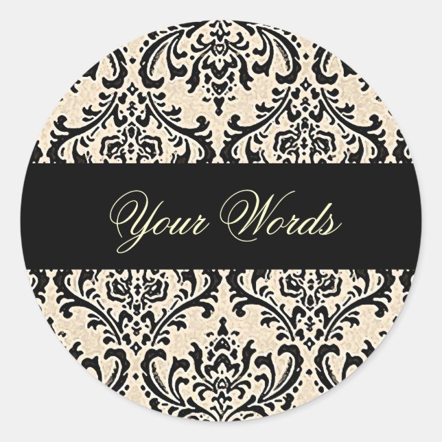 Pegatina Redonda Cream Damask ~ Pegatinas (Anverso)