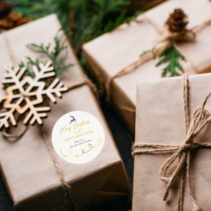 Pegatina Redonda Cream Doodle Stars Merry Christmas Holiday Pegatin