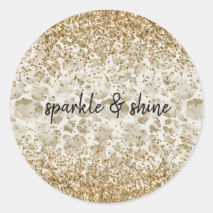 Pegatina Redonda Cream Leopard Print Glitzy Sparkle
