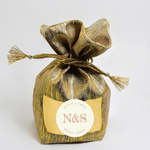 Pegatina Redonda Cream Minimalista y elegante Boda de Iniciales aud