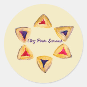 Pegatina Redonda Cream Purim Hamantaschen