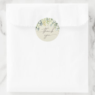 Pegatina Redonda Cream Snowberry+Eucalyptus Navidades Gracias