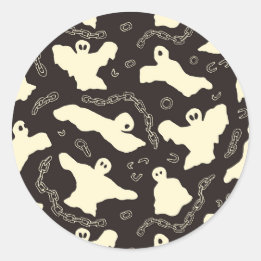 Pegatina Redonda Creamy Ghosts - Patrón de Halloween.