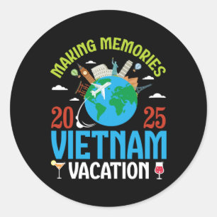 Pegatina Redonda Creando Recuerdos Vacaciones en Vietnam 2025 Parej