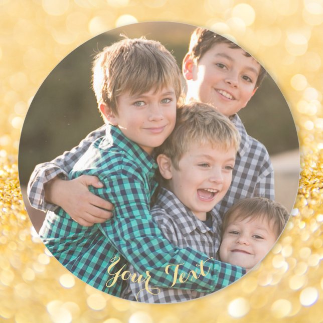 Pegatina Redonda Crear hoja de stickers de fotos redondos clásicos  (Create Custom Classic Round Photo Stickers Sheet)