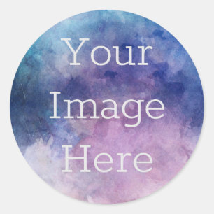 Pegatina Redonda Crear su propia acuarela azul + morada