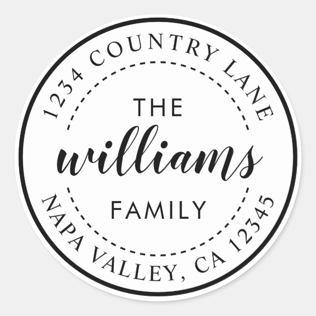 Pegatina Redonda Crear su propia dirección de devolución de caligra (Anverso)