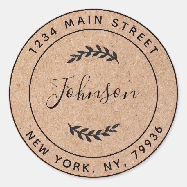 Pegatina Redonda Crear su propia dirección de devolución de ida y v (Anverso)