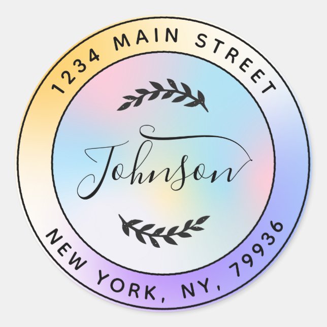 Pegatina Redonda Crear su propia dirección de devolución de redonde (Anverso)