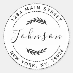 Pegatina Redonda Crear su propia dirección de devolución de redonde