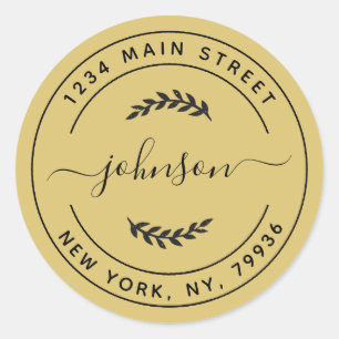 Pegatina Redonda Crear su propia dirección de devolución de redonde