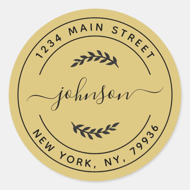 Pegatina Redonda Crear su propia dirección de devolución de redonde (Anverso)