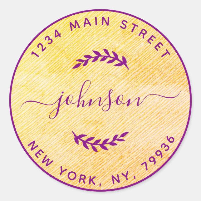 Pegatina Redonda Crear su propia dirección de devolución de redonde (Anverso)