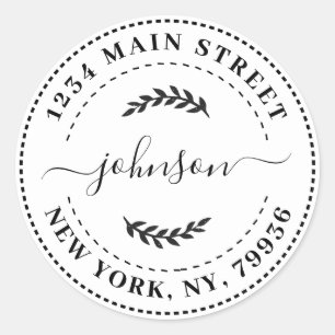 Pegatina Redonda Crear su propia dirección de devolución de redonde