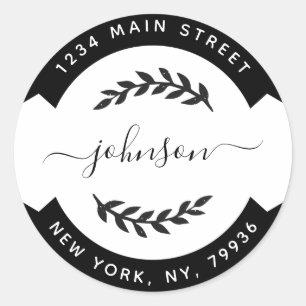 Pegatina Redonda Crear su propia dirección de devolución de redonde