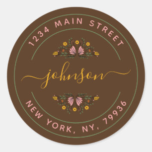 Pegatina Redonda Crear su propia dirección de devolución de redonde