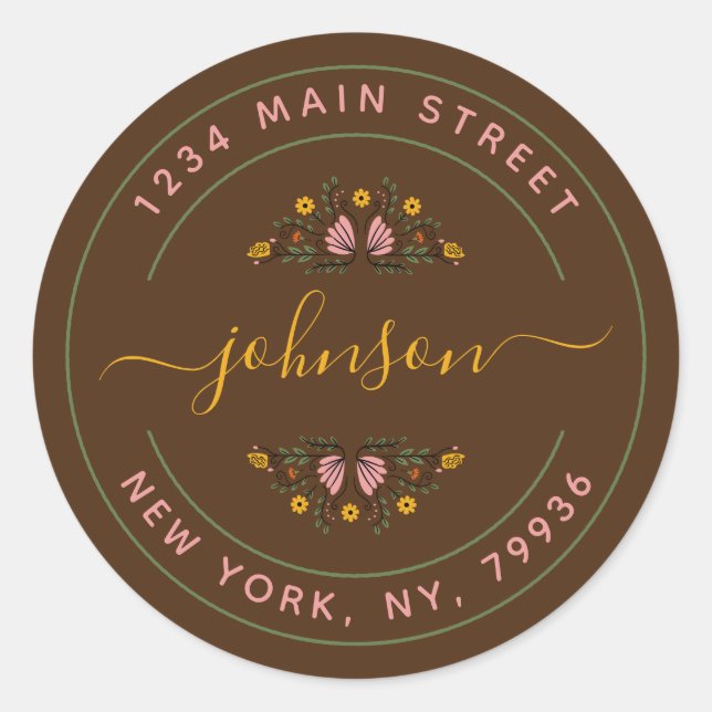 Pegatina Redonda Crear su propia dirección de devolución de redonde (Anverso)