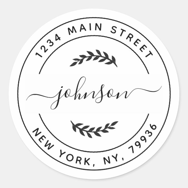 Pegatina Redonda Crear su propia dirección de devolución de redonde (Anverso)