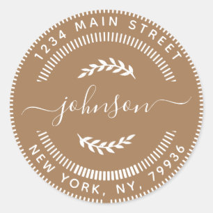 Pegatina Redonda Crear su propia dirección de devolución de redonde