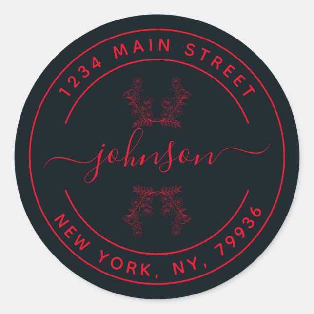 Pegatina Redonda Crear su propia dirección de devolución de redonde (Anverso)