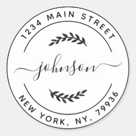 Pegatina Redonda Crear su propia dirección de devolución de redonde