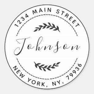 Pegatina Redonda Crear su propia dirección de devolución de redonde