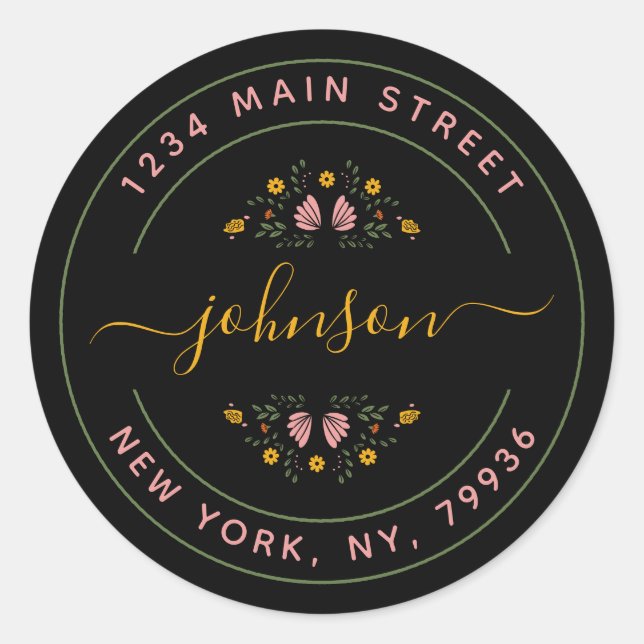 Pegatina Redonda Crear su propia dirección de devolución de redonde (Anverso)