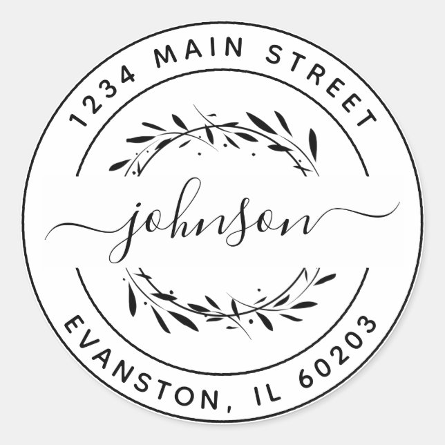 Pegatina Redonda Crear su propia dirección de devolución de redonde (Anverso)