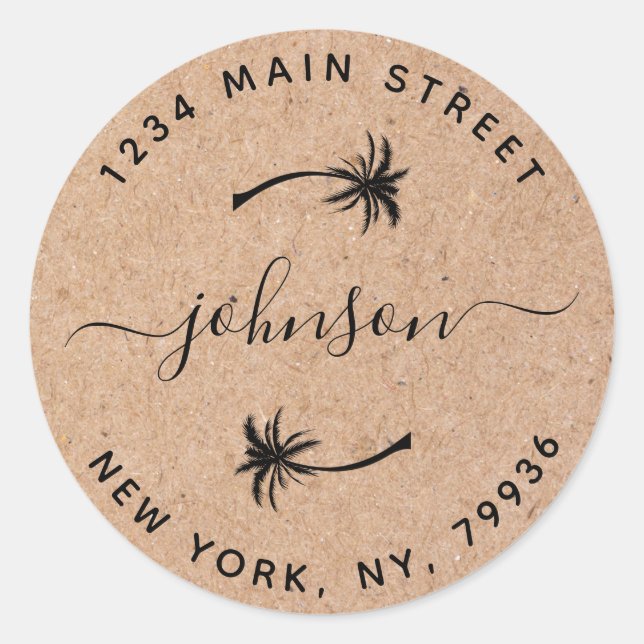 Pegatina Redonda Crear su propia dirección de devolución de redonde (Anverso)