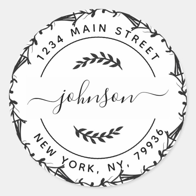 Pegatina Redonda Crear su propia dirección de devolución de redonde (Anverso)