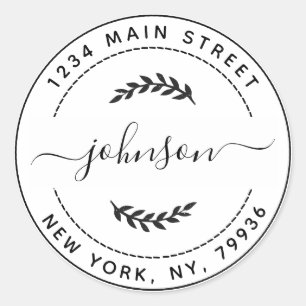 Pegatina Redonda Crear su propia dirección de devolución de redonde