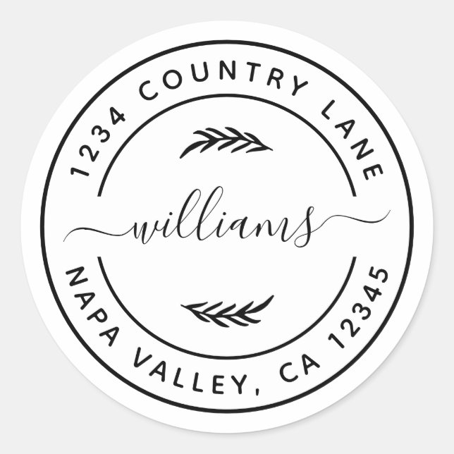 Pegatina Redonda Crear su propia dirección de devolución moderna (Anverso)