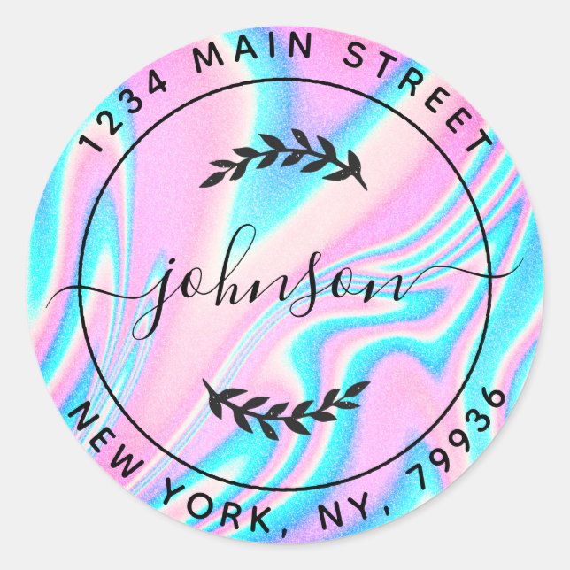 Pegatina Redonda Crear su propia dirección de devolución redonda mo (Anverso)