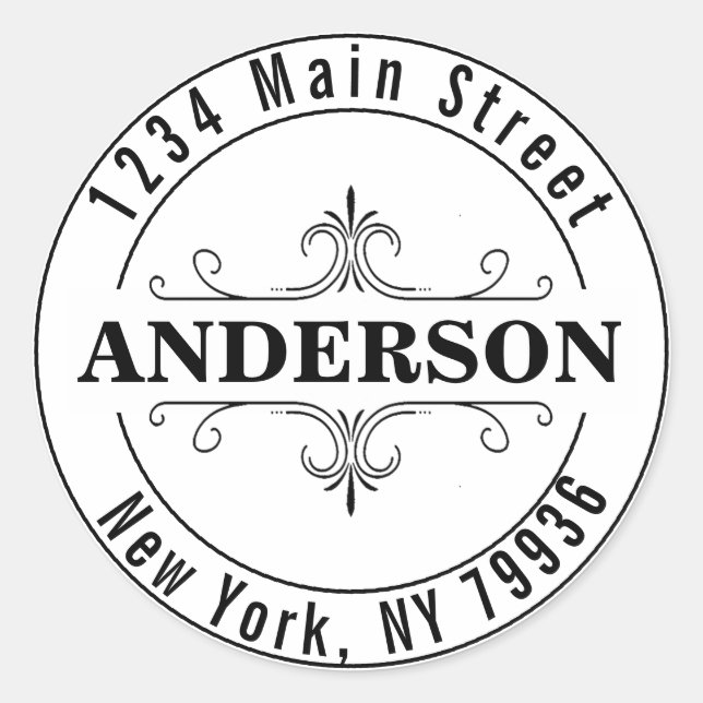 Pegatina Redonda Crear su propia dirección de devolución redonda mo (Anverso)