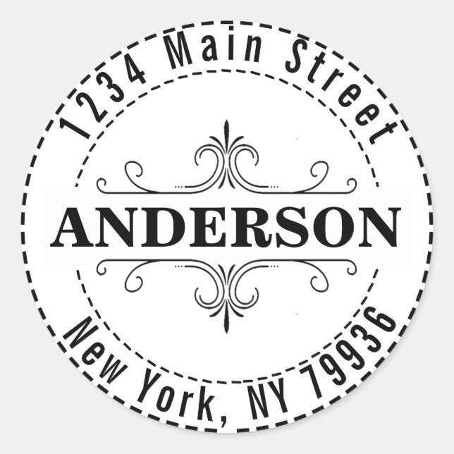 Pegatina Redonda Crear su propia dirección de devolución redonda mo (Anverso)