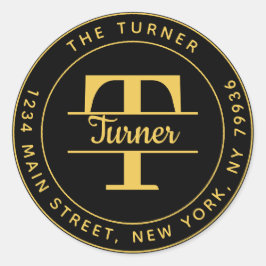 Pegatina Redonda Crear su propia dirección de retorno de monograma 