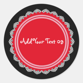 Pegatina Redonda Crear su propio círculo de encaje V09 RED