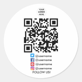 Pegatina Redonda Crear su propio código QR para medios sociales emp