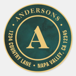 Pegatina Redonda Crear su propio monograma de dirección de devoluci