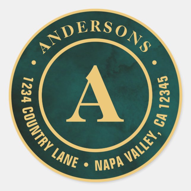 Pegatina Redonda Crear su propio monograma de dirección de devoluci (Anverso)