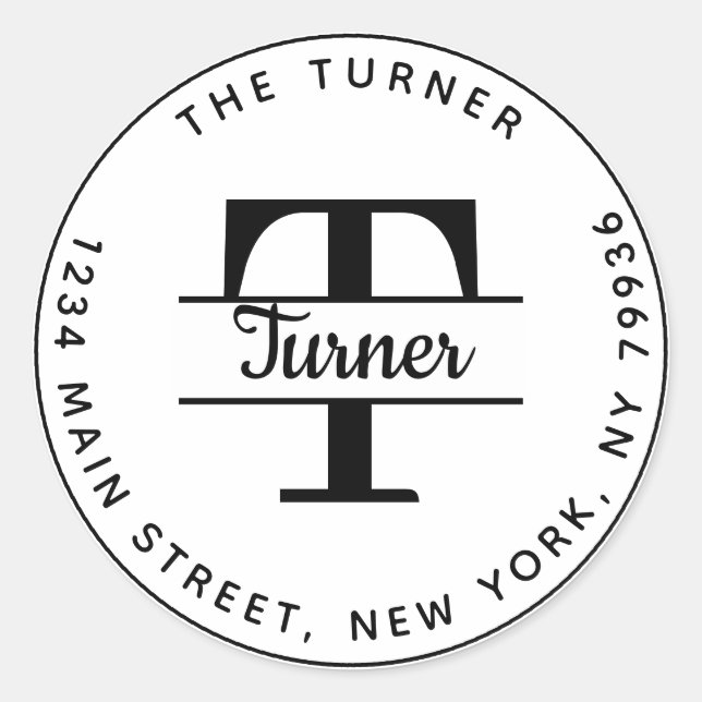 Pegatina Redonda Crear su propio monograma de dirección de devoluci (Anverso)