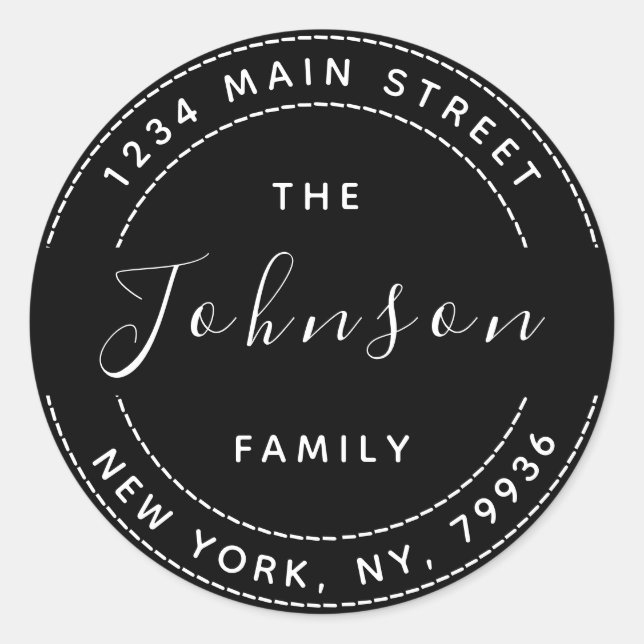 Pegatina Redonda Crear su propio nombre de familia de direcciones d (Anverso)