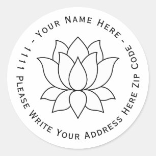Pegatina Redonda Crear su propio símbolo de Flor Lotus con Blooming