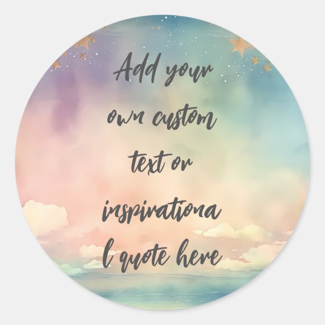 Pegatina Redonda Crear tu propia cita motivacional del océano soñad (Anverso)