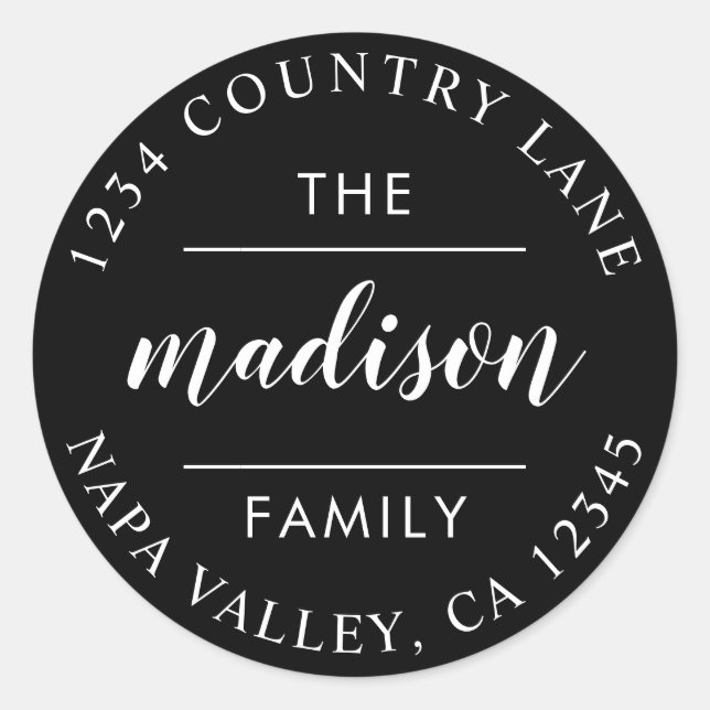 Pegatina Redonda Crear tu propia dirección de devolución con fuente (Anverso)