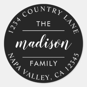 Pegatina Redonda Crear tu propia dirección de devolución con fuente