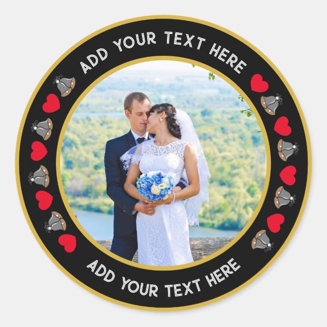Pegatina Redonda Crear tu propia foto de casamiento personalizado (Anverso)
