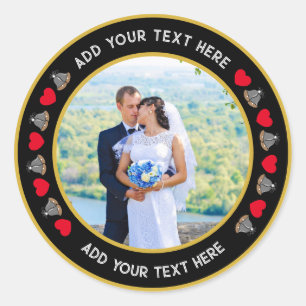 Pegatina Redonda Crear tu propia foto de casamiento personalizado