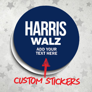 Pegatina Redonda Crear tu propio Harris Walz 2024